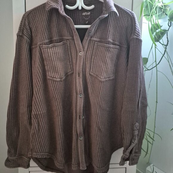AERIE WAFFLE SHIRT - Picture 1 of 4